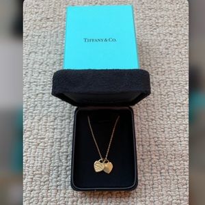 Tiffany Mini Double Heart Tag Pendant, 18K gold